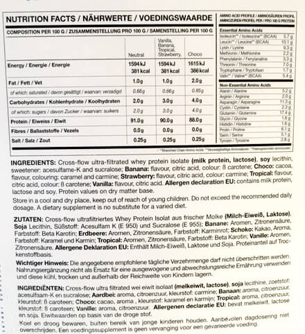 whey protein isolat bodylab24 nutrition facts